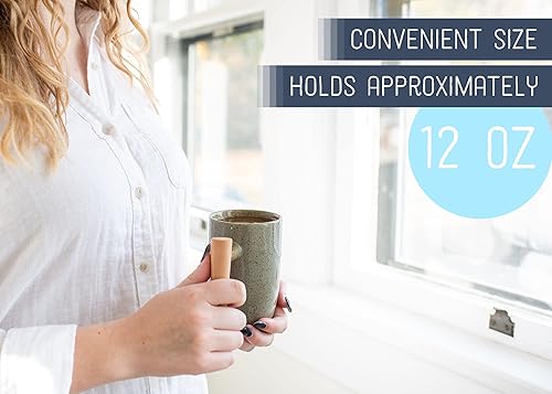 Miniatura 4 de Nat & Jules - Juego de 2 tazas de cerámica con mango de madera, acabado mixto, 11 onzas