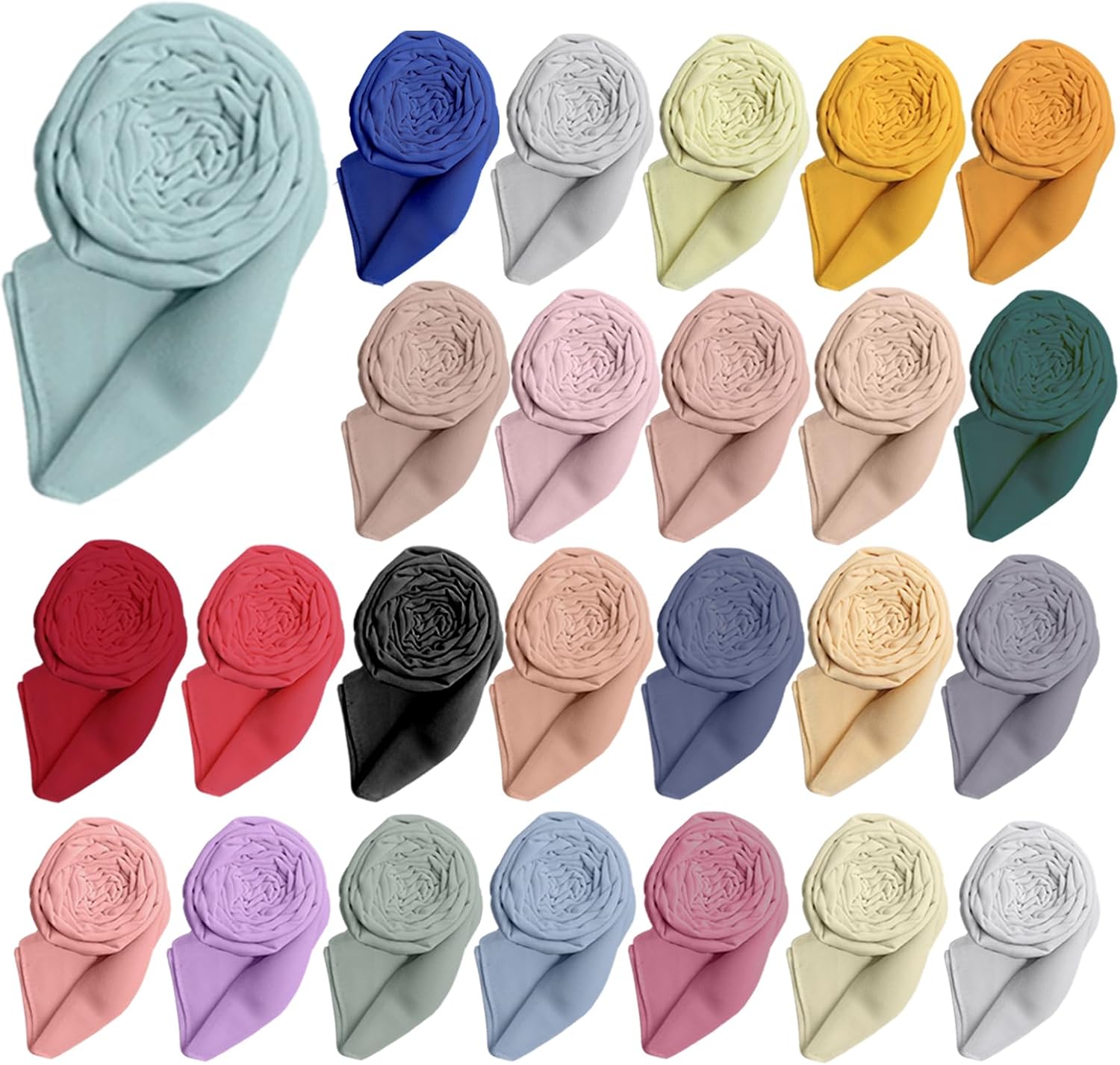 25 Pack Chiffon Hijab Head Scarves for Women 25 Colors Soft Hijab for Women Lightweight Long Scarf Wrap for Whole Season