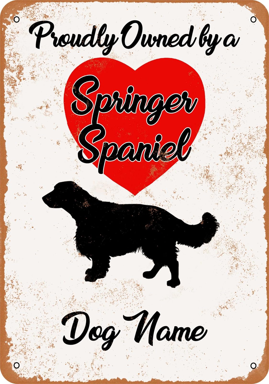 Miaomansenstore Metal Sign - Custom Dog Name - Springer Spaniel - Vintage Look Home Decor