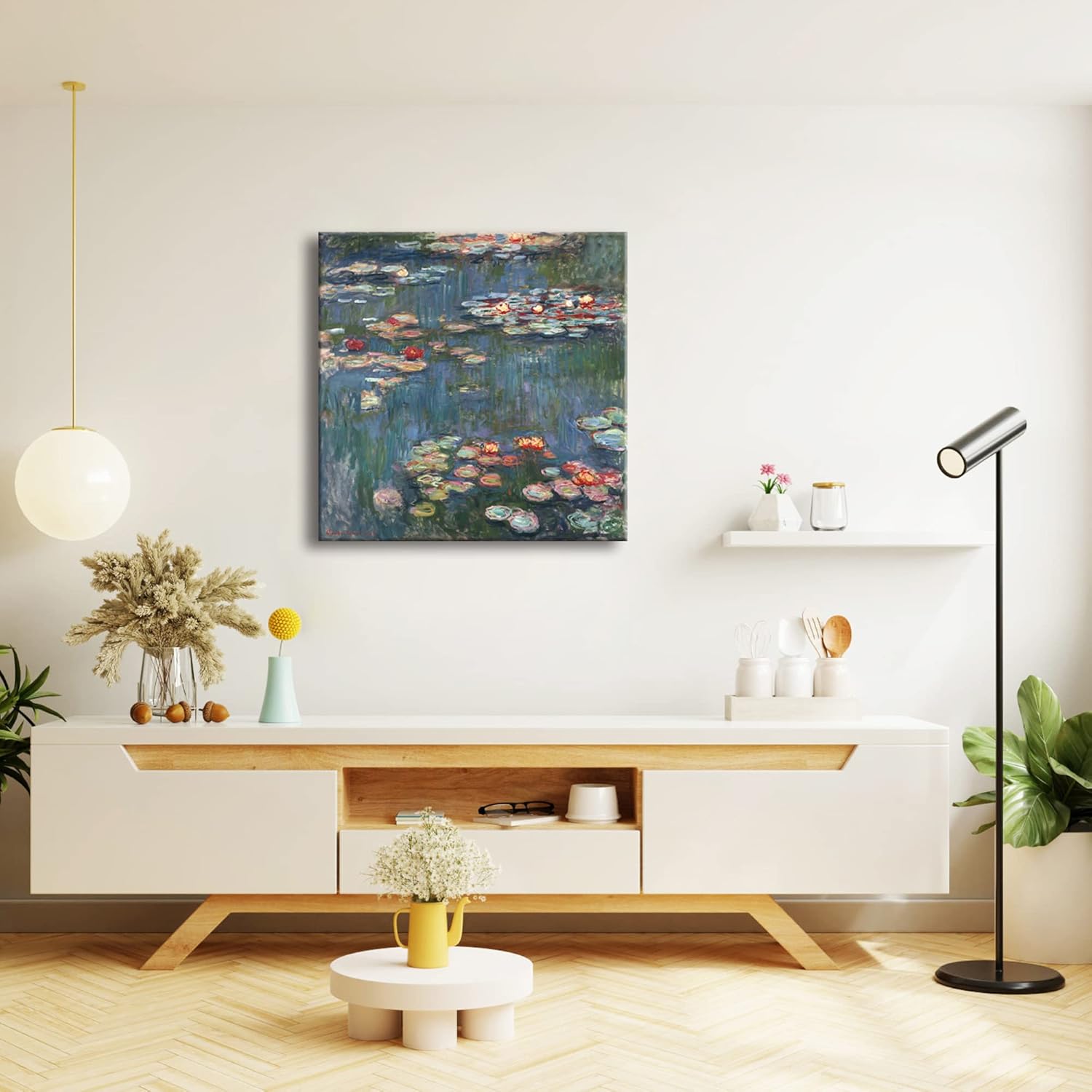 Wieco Art Gallery Wrapped Canvas Print Water Lilies 1916 by Claude Monet Famous Oil Paintings Reproduction Picture Artwork on Canvas Wall Art for living room Home Kitchen Decorations