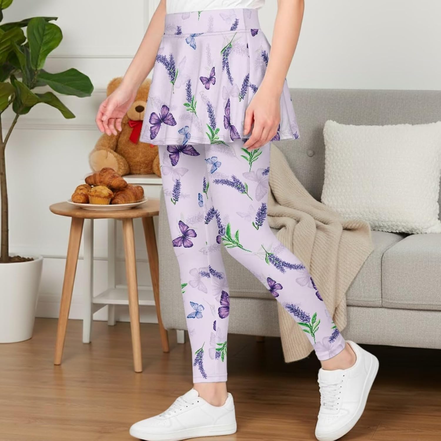 Leggings for Girls Footless Tennis Pants with Skirt Girls Leggings for Tennis Pants Kids Activewear Size 514