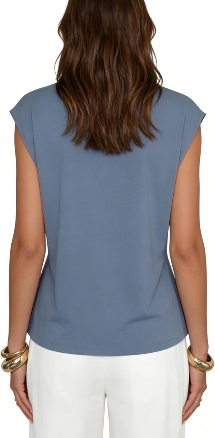 Watashi Women Summer Babydoll Tops Casual Cap Sleeve Peplum Tunic Shirt Dressy Pleated Tops Blouses - Image 6