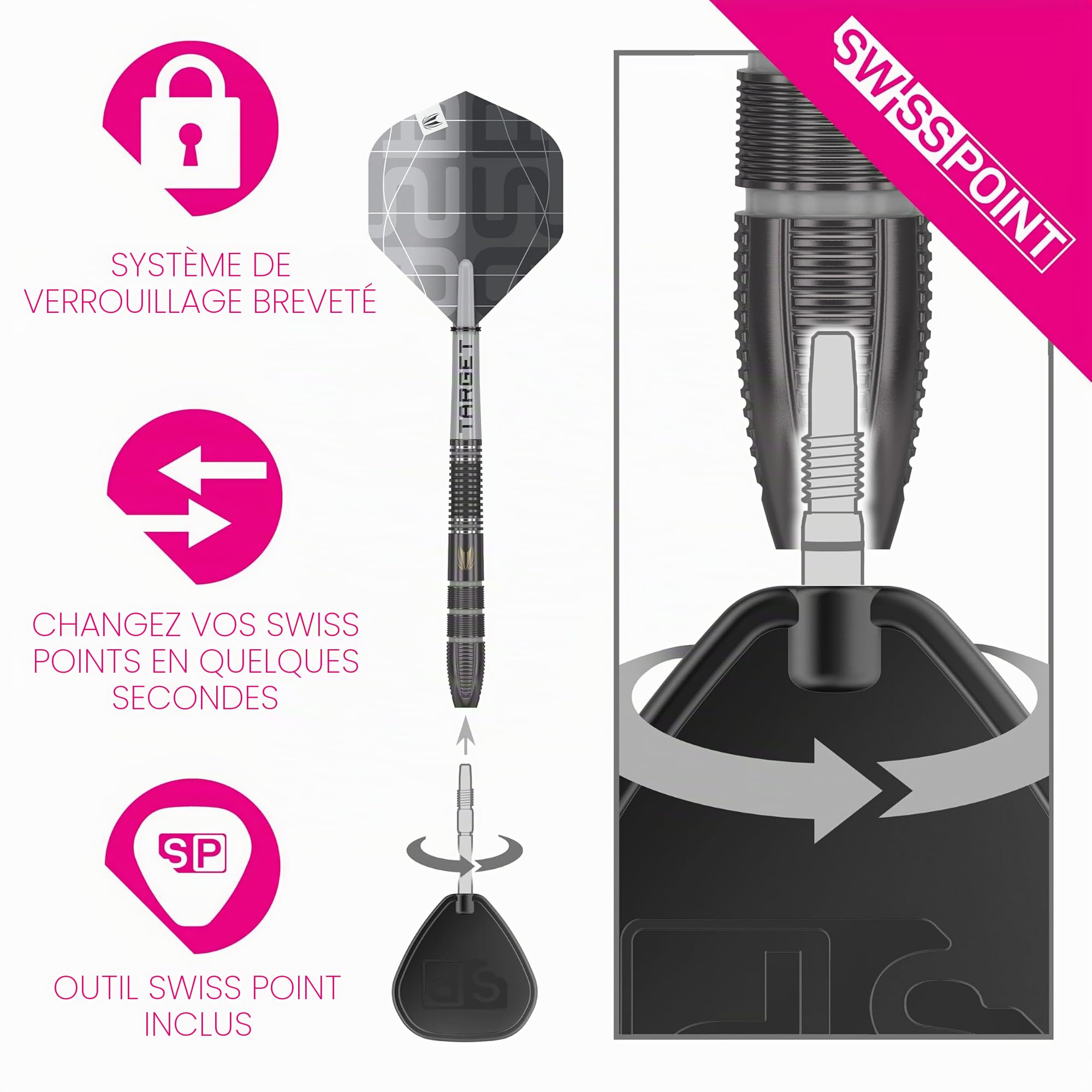 Target Darts Nathan Aspinall x Echo Jeu de fléchettes Swiss Point 90% tungstène Pointe en Acier – Fléchettes ASP Player Edition, tiges Pro Grip et ailettes Pro Ultra n°2, Outil SP Inclus, Jeux de