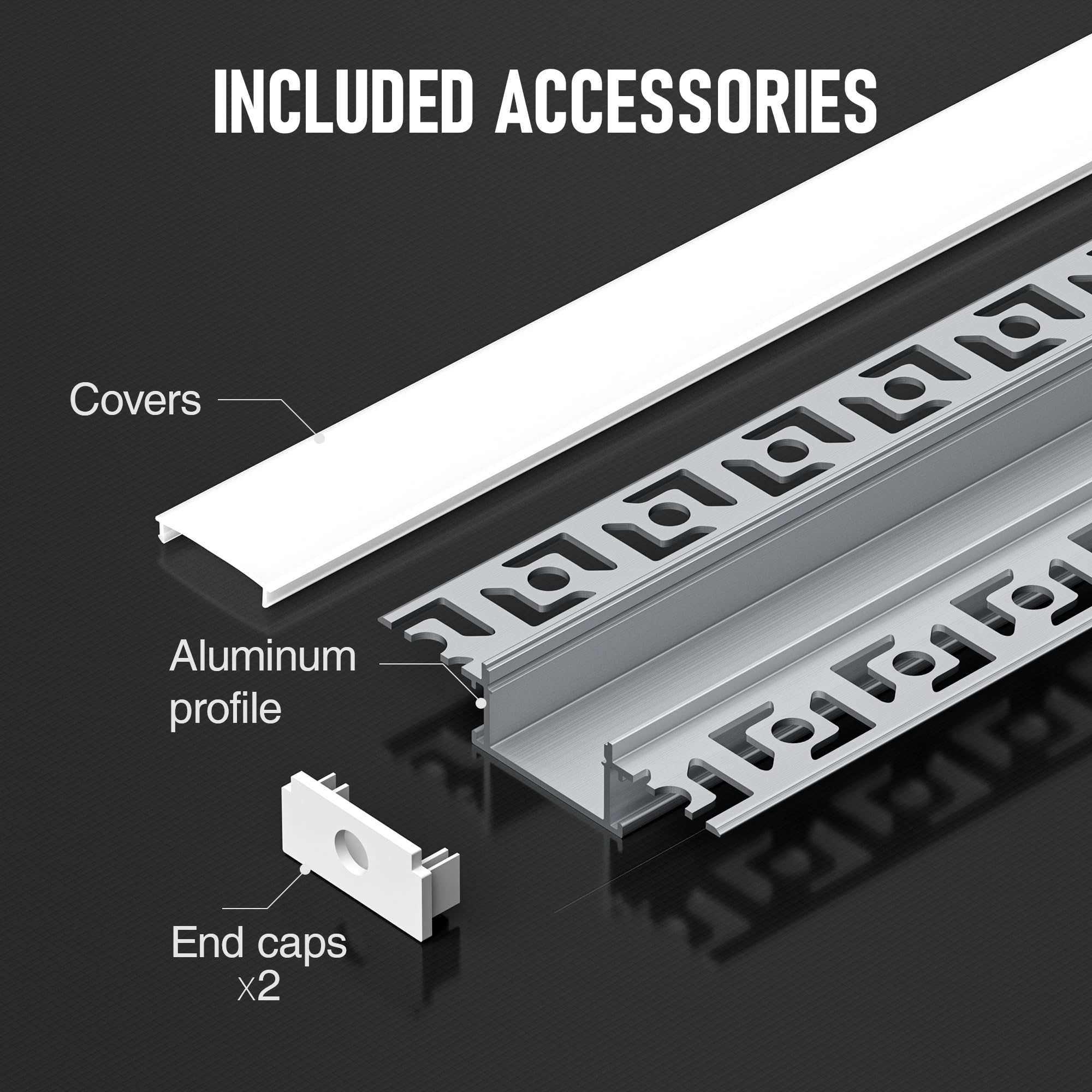 GEEKLUX 10 x Profili per Strisce LED da 2 m in Alluminio (Totale 20 m (WJ004_(64.2 x 13.8mm)_U_LED≤20mm, 5 x 2m_(10m))