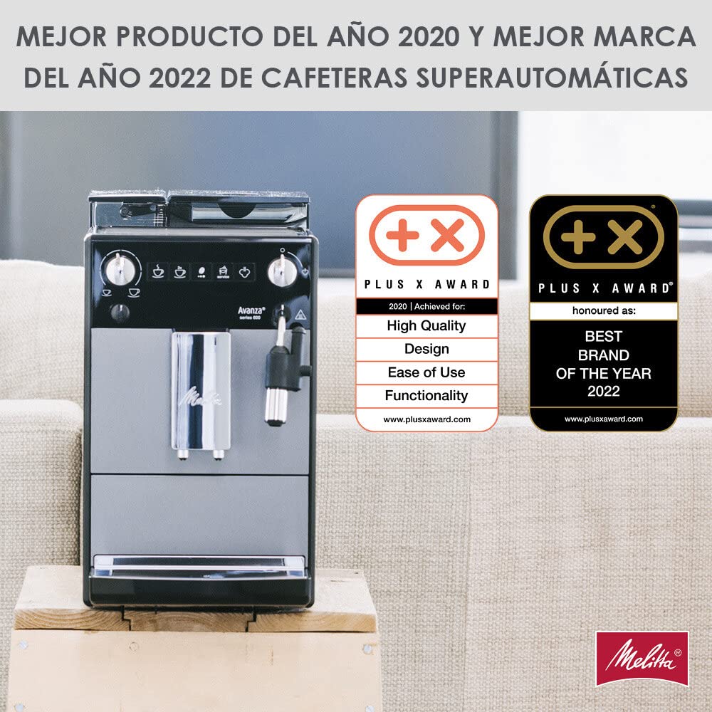 Melitta Avanza F270-100 Mystic Titan - Cafetera superautomática compacta con molinillo silencioso, máquina de café con capuchinador easy, depósitos XL, modo doble taza y limpieza automática, 1,5 L