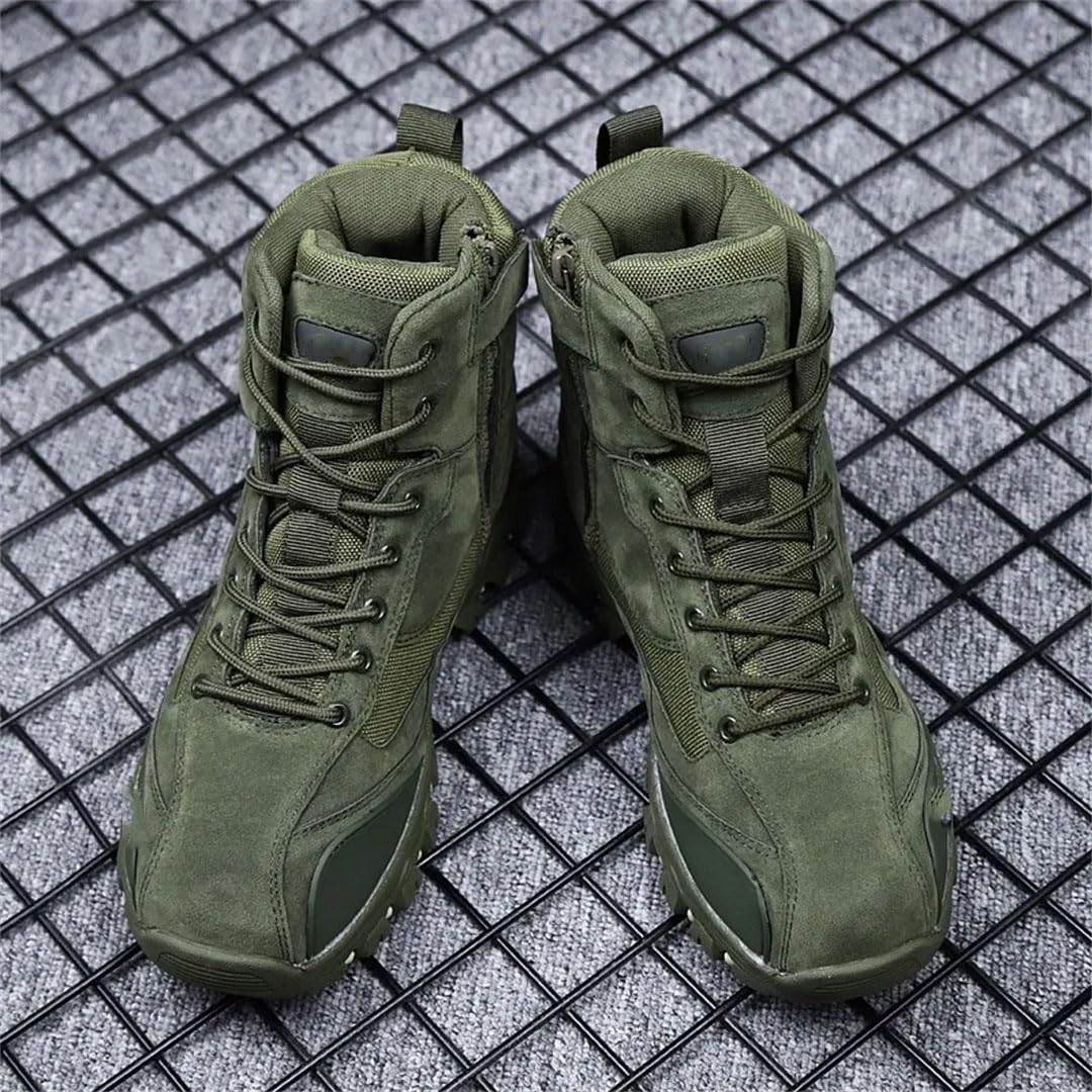 Botas tácticas de combate para hombre, de piel, para caza, senderismo, camping, montañismo, invierno, zapatos de trabajo