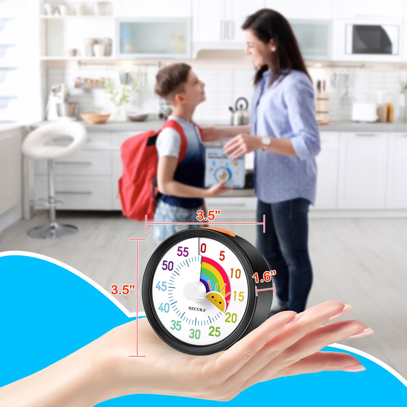 Secura 60-Minute Visual Timer for Kids Classroom Countdown Timers with 'Rainbow' Pattern - Image 4