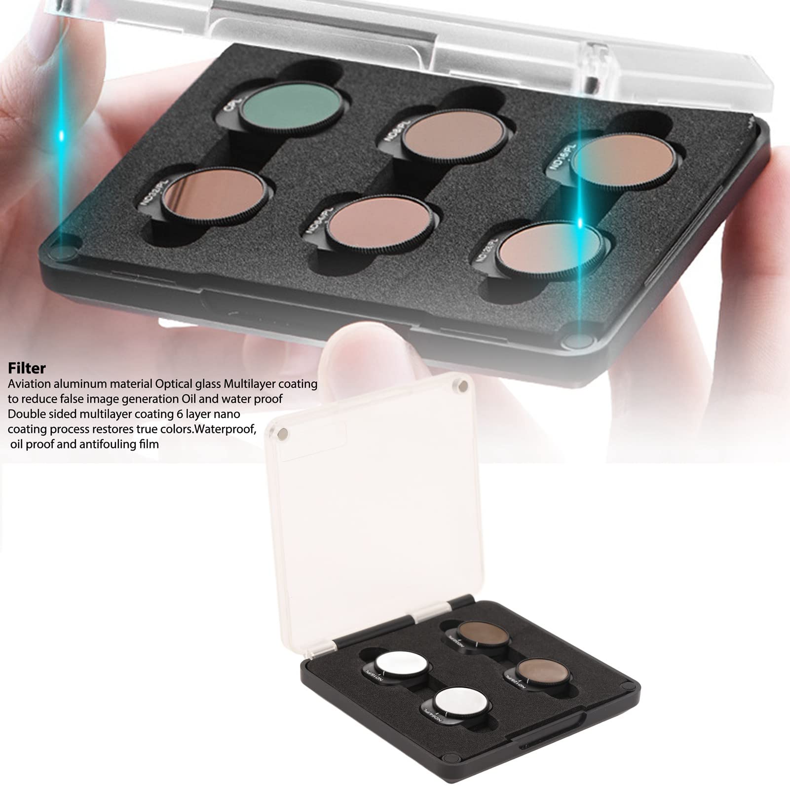Set di filtri ND da 4 pezzi Kit di lenti per drone regolabili in vetro ottico con cornice nera opaca per Mini 3 Pro