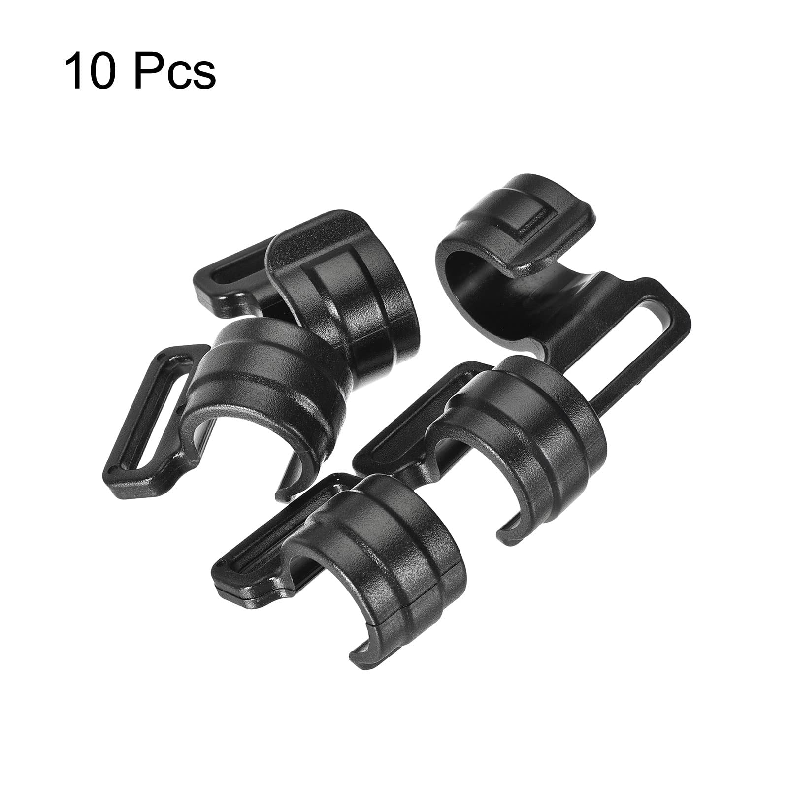 Clip Per Asta Da Tenda A Forma Di C – 5 Pezzi In Plastica Nera Diametro 15,5 Mm Per Campeggio E Teloni - 5