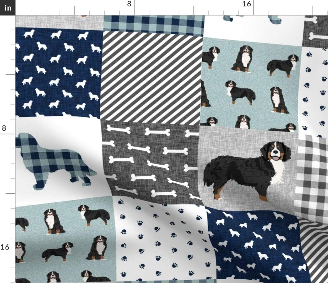 Spoonflower Fabric - Bernese Mountain Dog Pet Quilt Cheater Wholecloth Dogs Portrait Printed on Petal Signature Cotton Fabric by The Yard - Sewing Quilting Apparel Crafts Decor