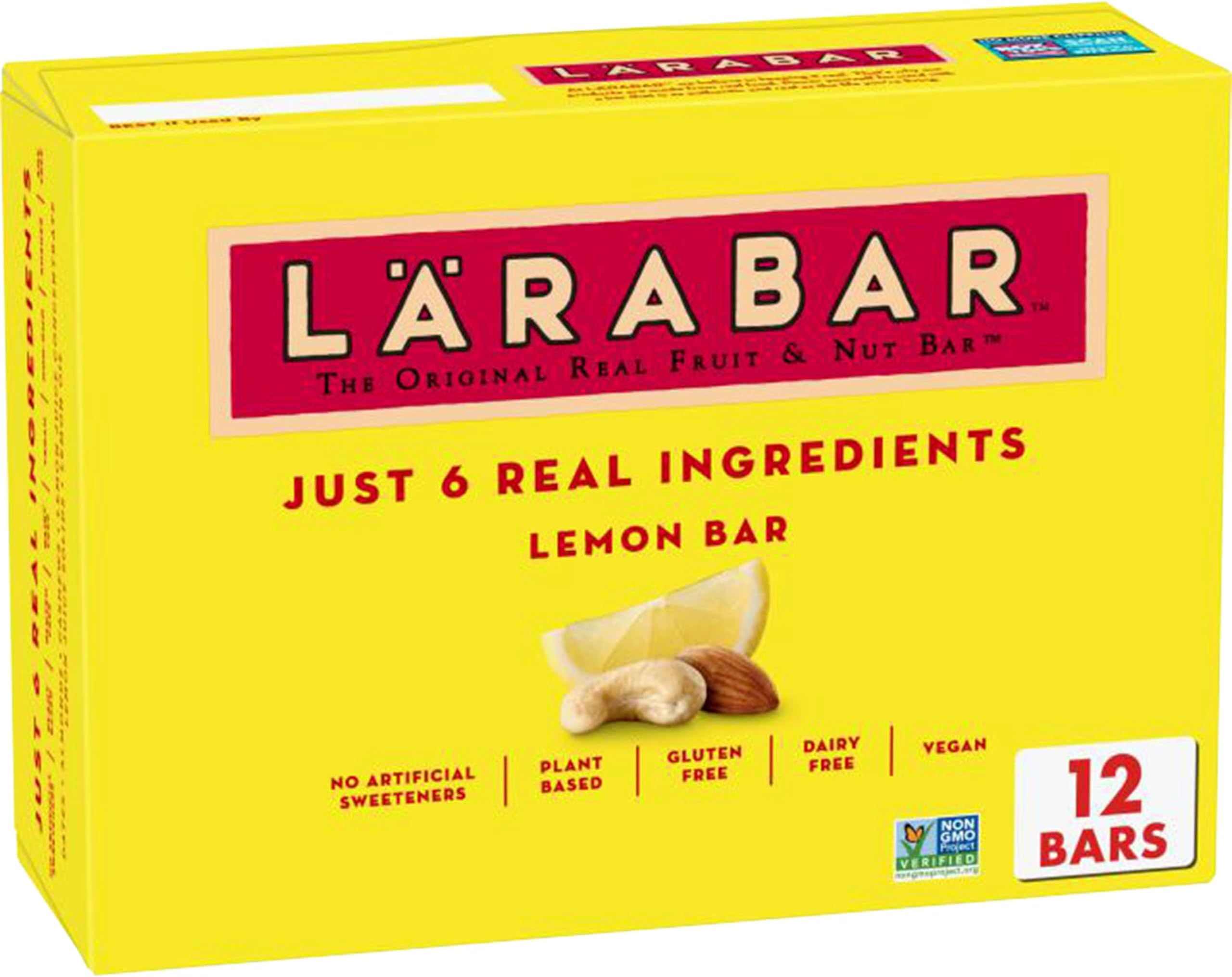 Larabar Lemon Bar Fruit and Nut Bars, Gluten Free and Vegan, 19.2 oz, 12 Ct