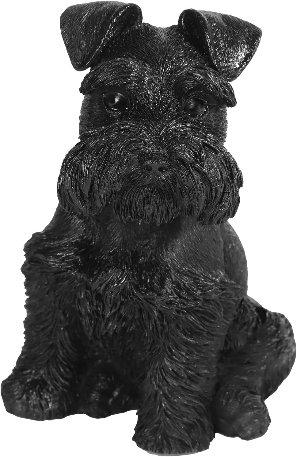 mookaitedecor Resin Obsidian Schnauzer Puppy Statue Sitting Figurine, Hand Carved Crystal Animal Dog Sculpture Collection for Garden Lawn Home Decor