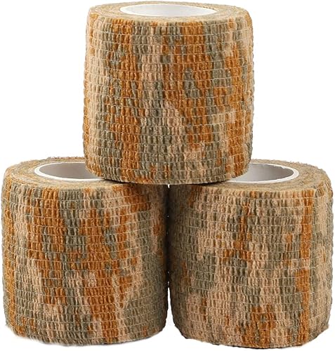 Yoo  Main 12 rollos de cinta de camuflaje autoadherente cohesivo rifle escopeta de camuflaje cinta de camuflaje militar vendaje elástico para