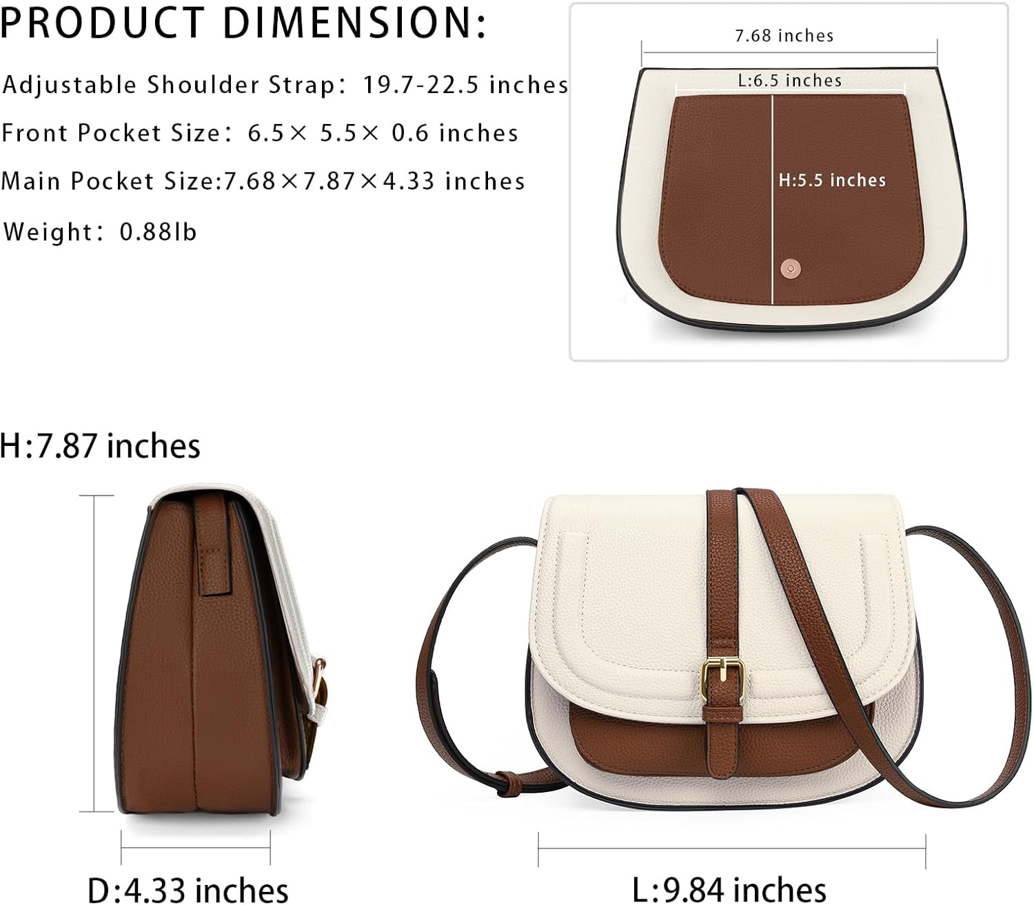 GOIACII Purse for Women Medium Crossbody Bags Multi Zipper Pocket Leather Shoulder Handbags - Image 4