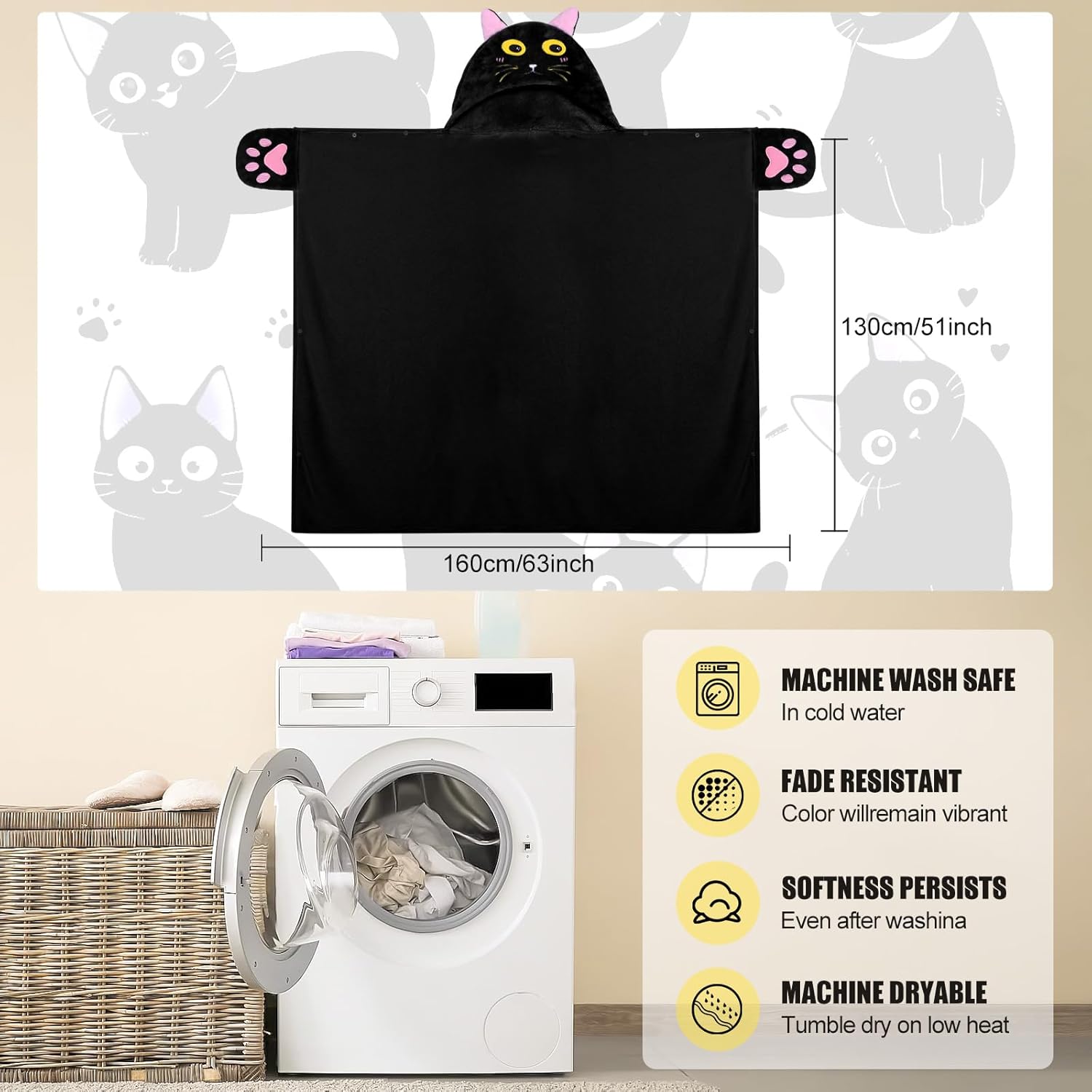 Wearable Hooded Blanket for Women, Soft Snuggle Wrap Cape Throw, Fleece & Sherpa Hoodie - Image 5