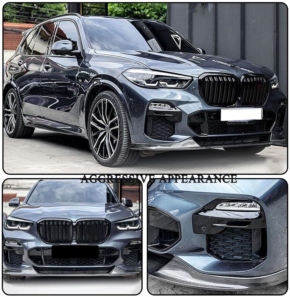 X5 Carbon Fiber Front Lip Compatible with BMW X5 G05 M Sport 2019-2022 Front Splitter, UV-Resistant High-Gloss Finish, Lightweight & Durable, Auto Parts Anti-Collision Protection