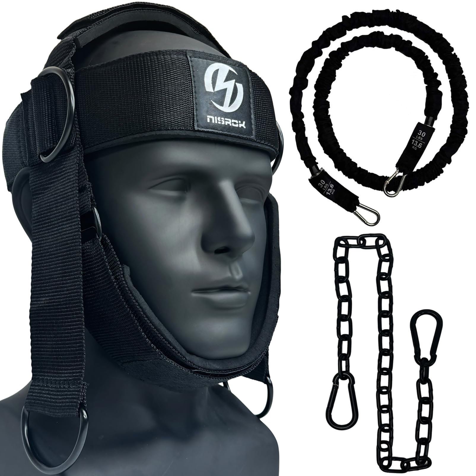 Neck Harness for Increases Neck Core Strength - Neck Exerciser with 30 Heavy Duty Steel Chain for Safely