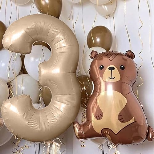 Miniatura 3 de Globos de cumpleaños número 30 beige para mujer globos gigantes de 40 pulgadas color marrón nude papel de aluminio con 30 números autoinflables