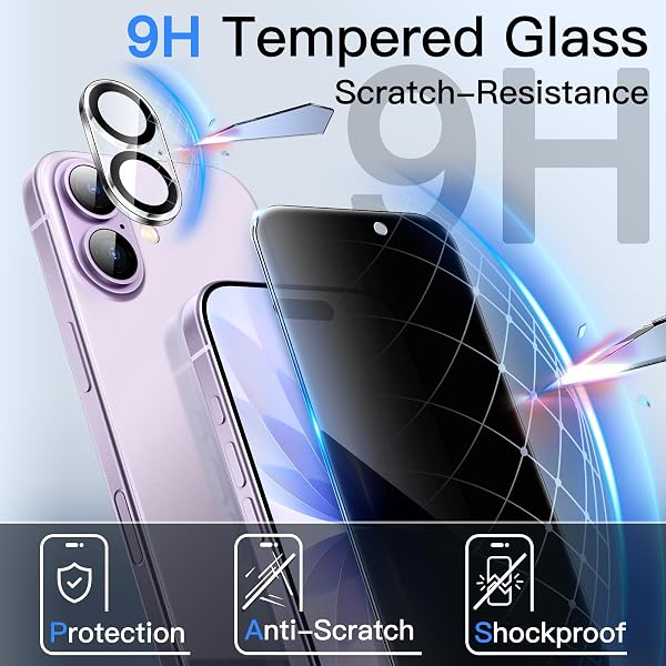 JETech Sichtschutz für iPhone 17 6,3 Zoll mit Kameraschutz, Anti-Spy Gehärtete Glas Schutzfolie, Einfaches Installationswerkzeug, 2 Stück Jeweils - 4