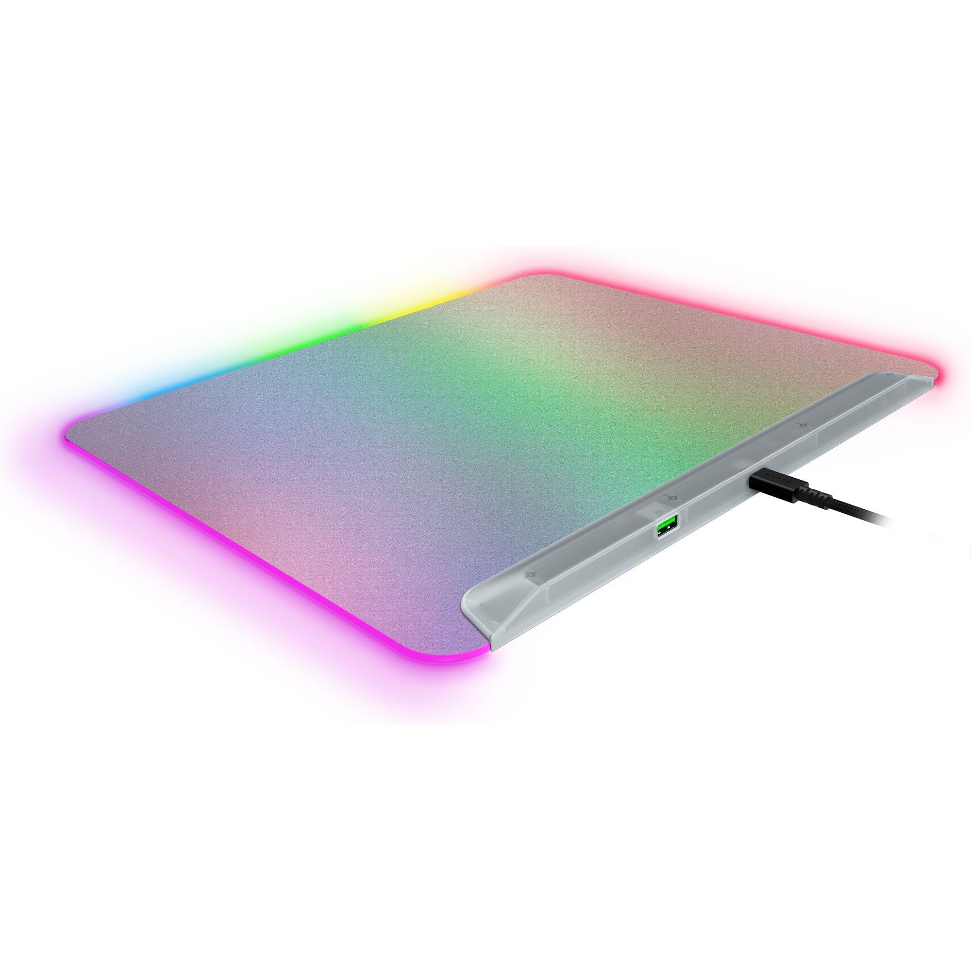 Razer Firefly V2 Pro Phantom White - Alfombrilla para ratón Gaming Totalmente iluminada RGB - Superficie microtexturizada - Base Antideslizante - USB-Hub - 360 x 278 mm | Edición Phantom White