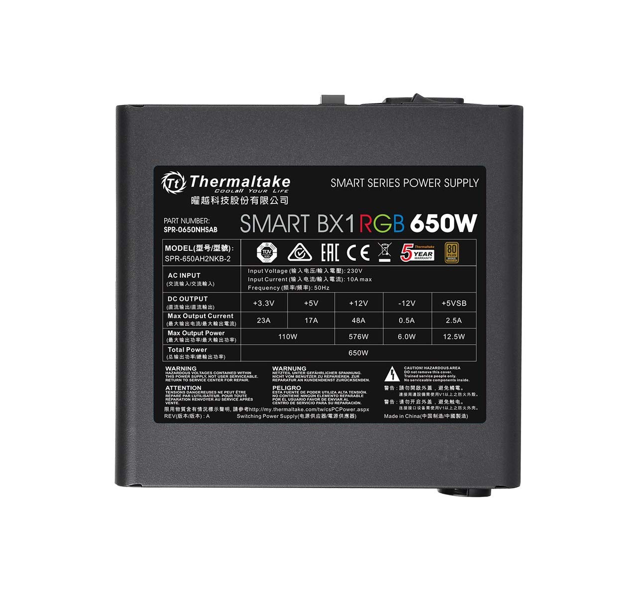 Thermaltake Smart BX1 RGB - Fuente de alimentación para PC (650 W) Color Negro