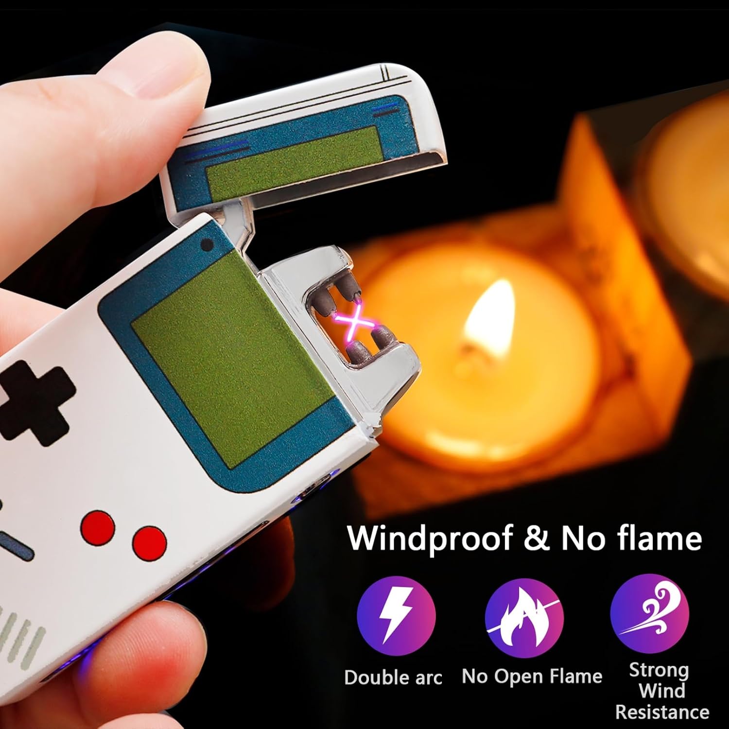 Game Console Arc Lighter - Windproof & USB Rechargeable Game Design Arc Lighter. Gift for Man.(Classic Style)