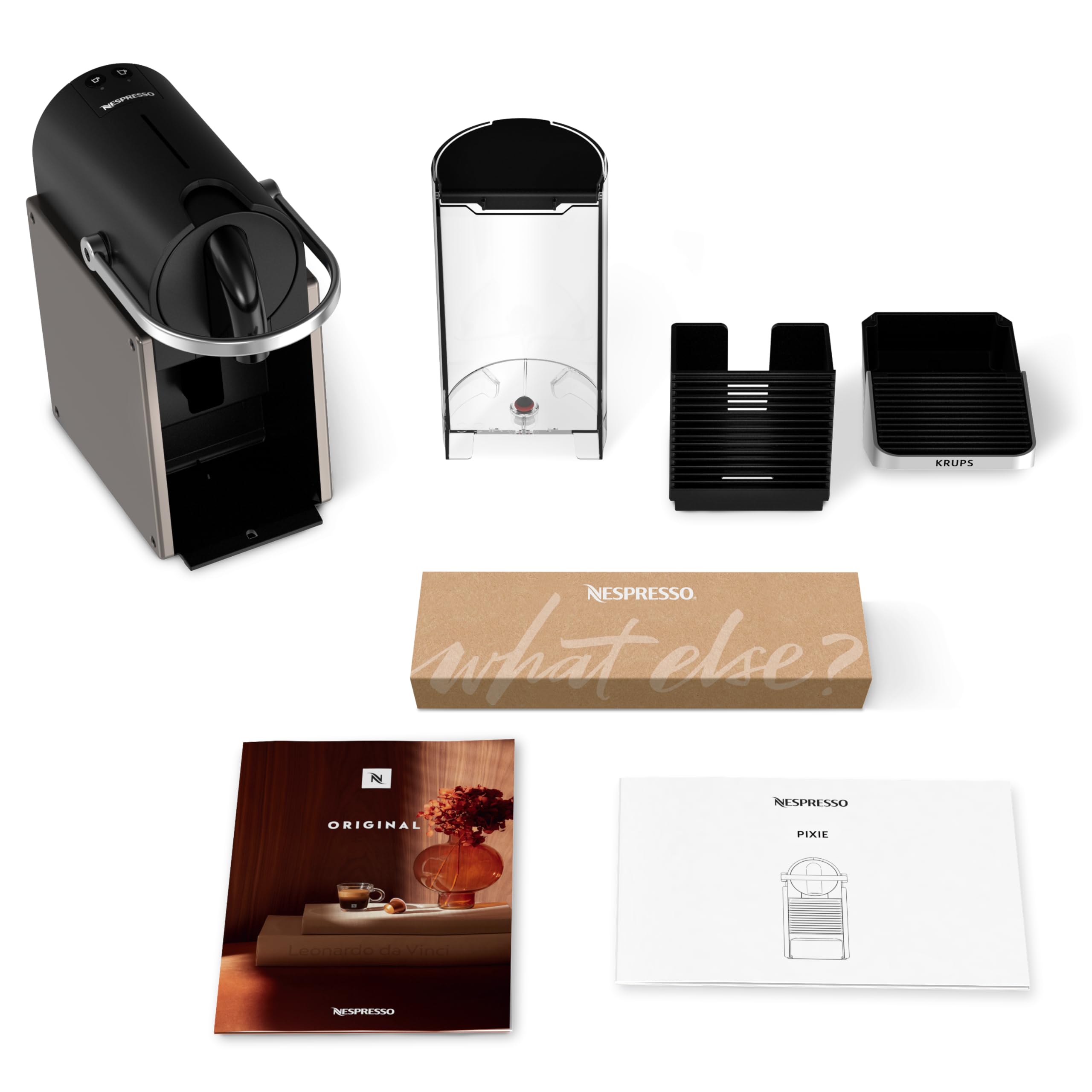 Krups Nespresso Pixie Machine à Café Titane 19 Bars Design Compact Expresso Lungo