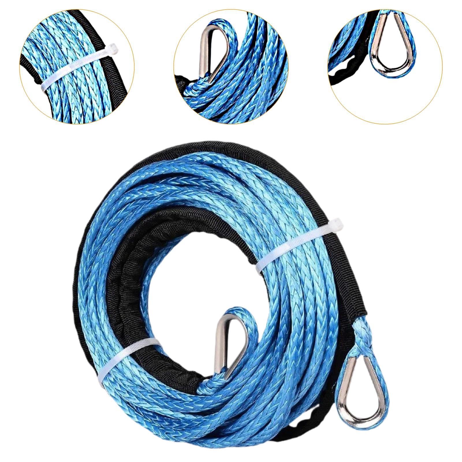 Qianly Corde de Treuil Rallonge Synthétique Sangle de Dépannage Câble pour VTT Ligne de Treuillage Résistante à La Rouille avec Gaine Protectrice Adaptée Pou, Bleu