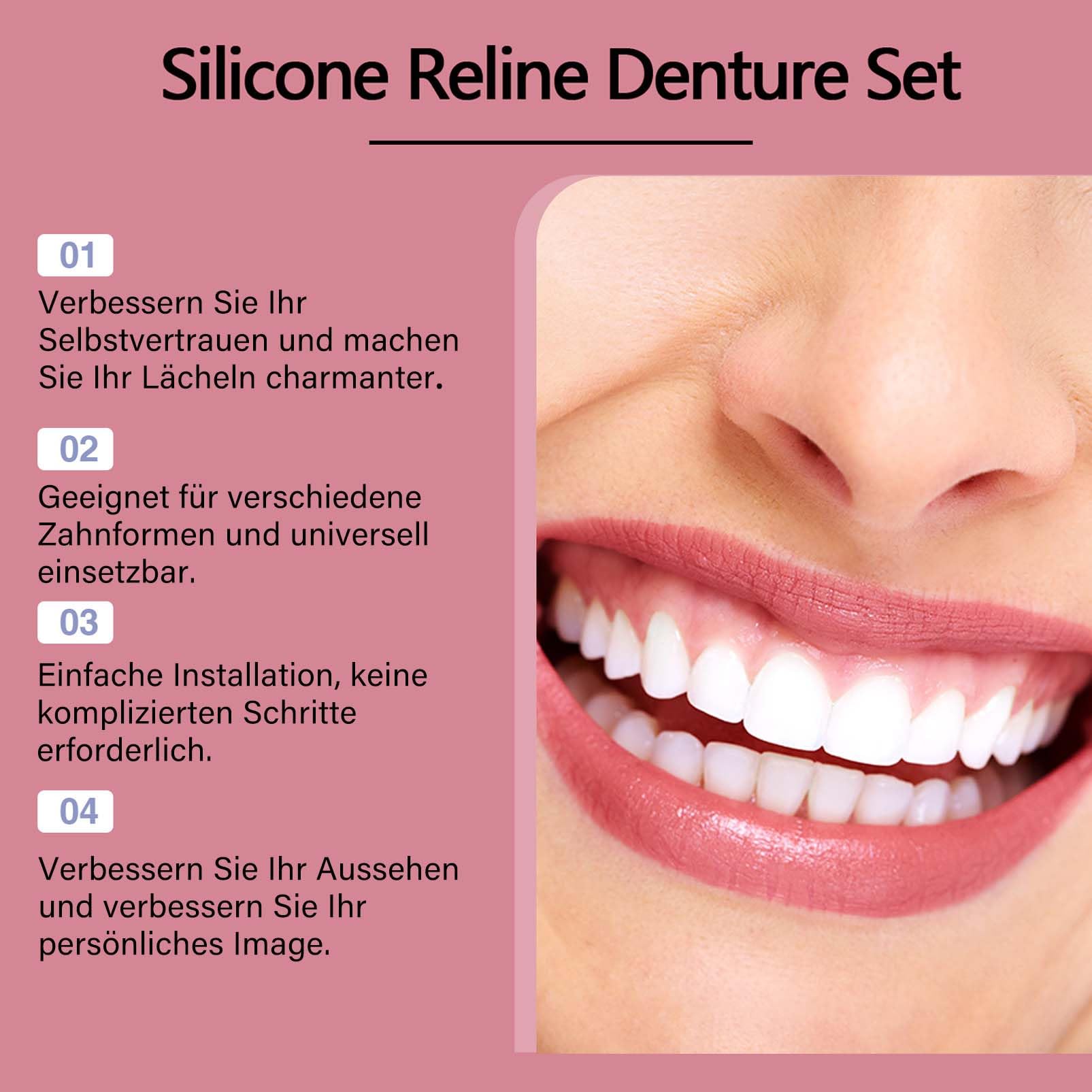 Denture Silicone Reline Kit, zestaw do protez silikonowych, tymczasowe protezy zębowe, tymczasowe zęby