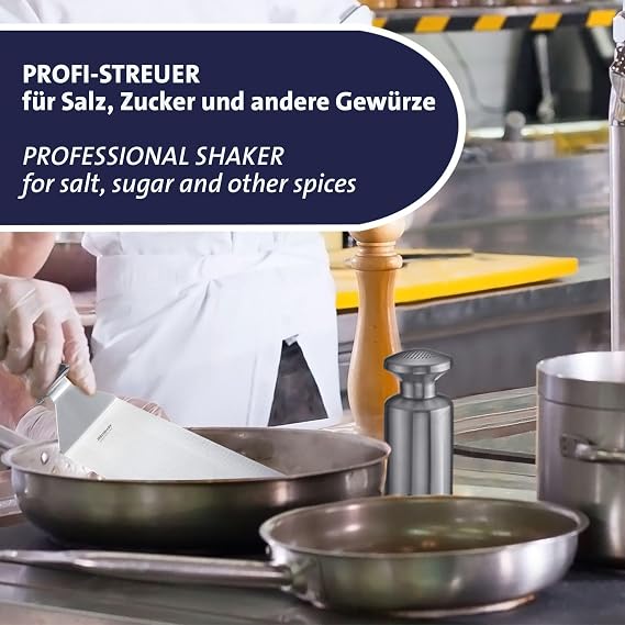 Westmark Alpha Gastro Salt Shaker 500 ml - Ideal as a Spice Shaker for Catering and Commercial Kitchens, Salt and Sugar - Rustproof Stainless Steel, Silver