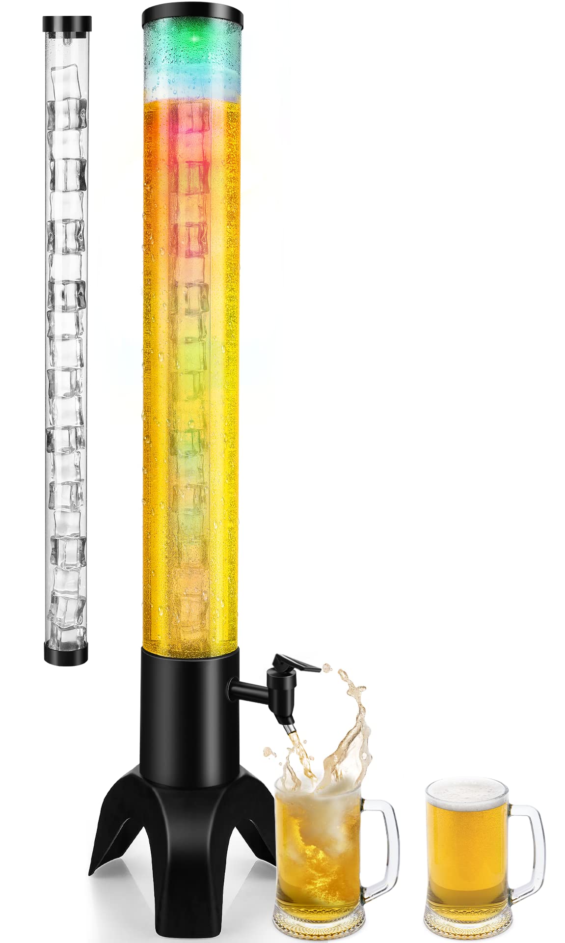 Mimosa Tower, 100oz/3L Mimosa Tower Dispenser with Ice Tube and LED Light, Tabletop Beer Dispenser (100 fl oz-1pc)