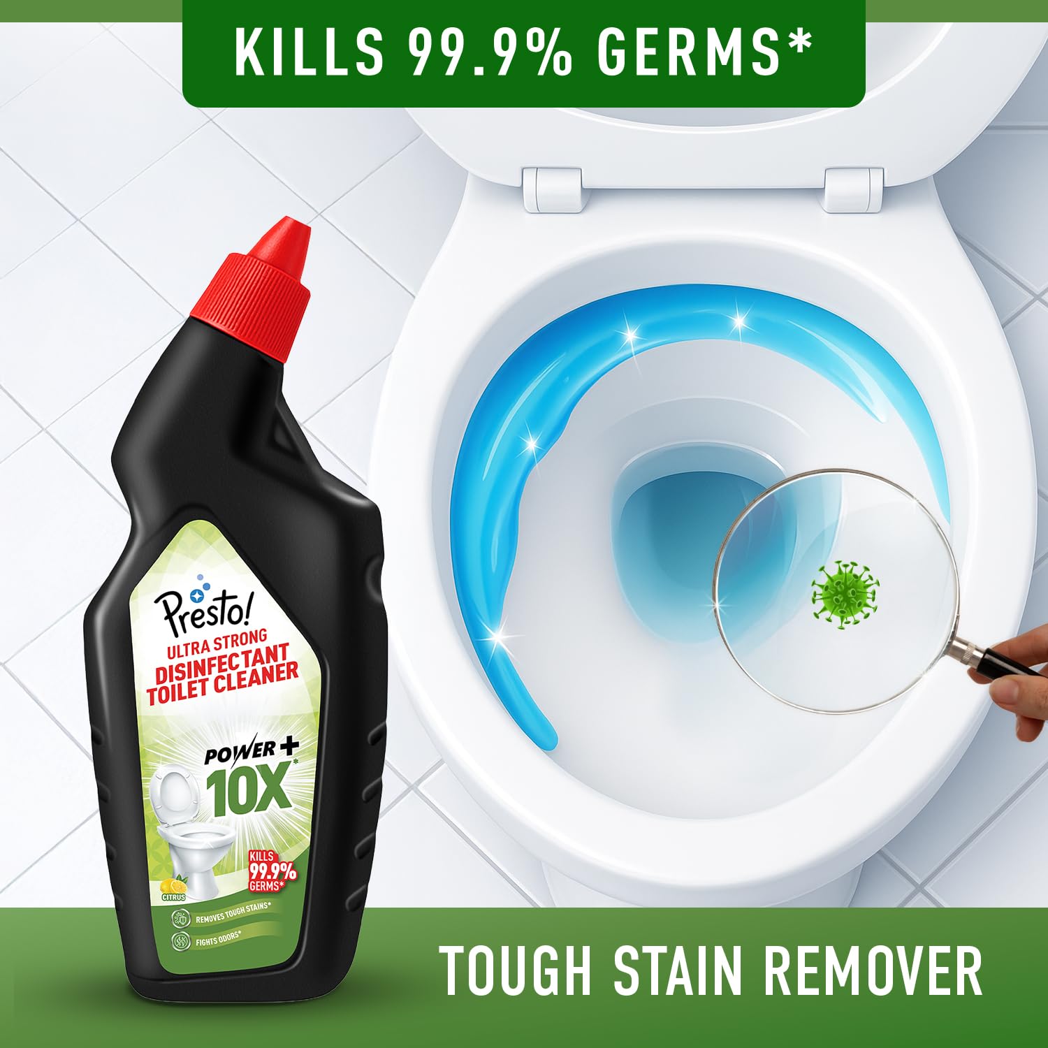 Amazon Brand - Presto! Ultra Strong Disinfectant Toilet Cleaner 1L | Citrus - Image 2 thumbnail