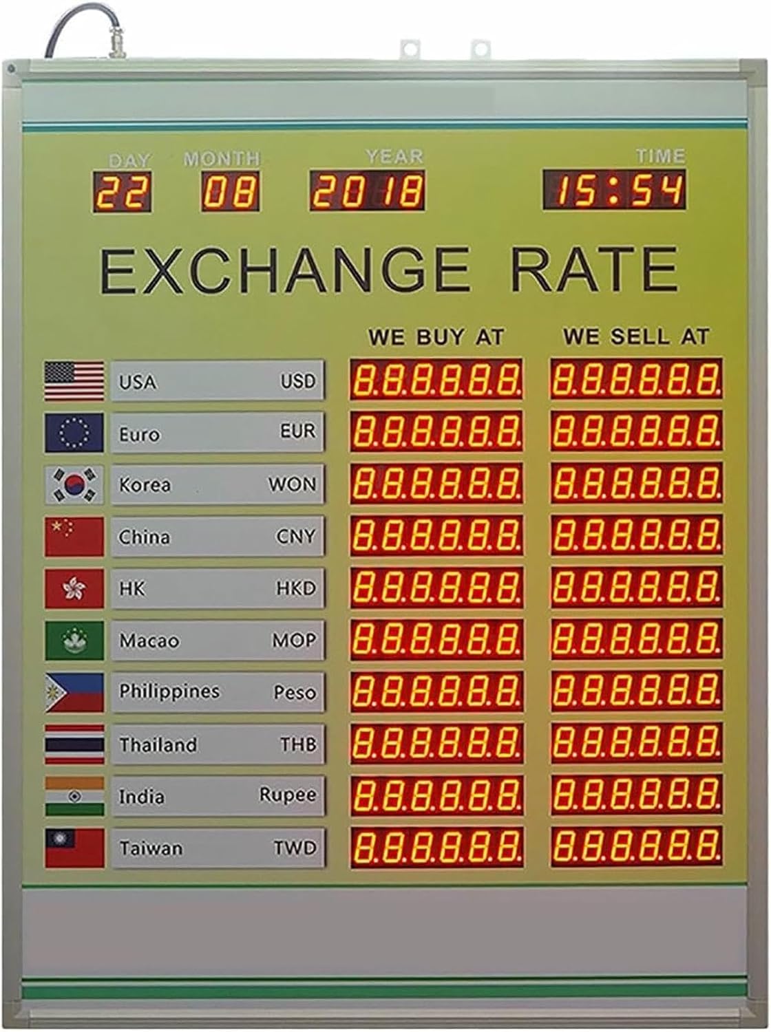 LED Bank Exchange Rate Display Screen, Foreign Exchange Price Exchange Rate Screen, Remote Control Input, Used in Banks and Financial Institutions
