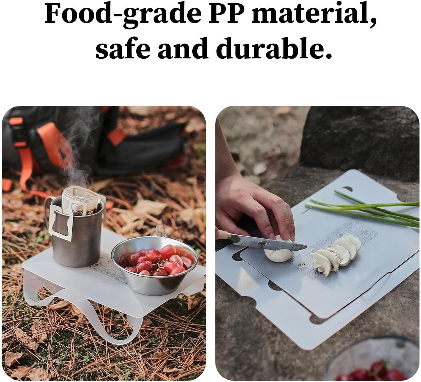 Folding Camping Table - Lightweight Food Grade Tray, Portable Beach Tables with Foldable Design, Travel Picnic Table for Hiking, Fishing, Backpacking, BBQ Dining, Cutting, and Camping Meals