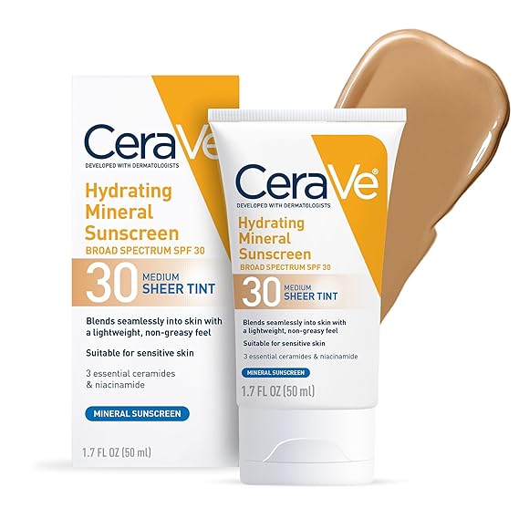 CeraVe Protector solar mineral hidratante SPF 30 con tinte transparente