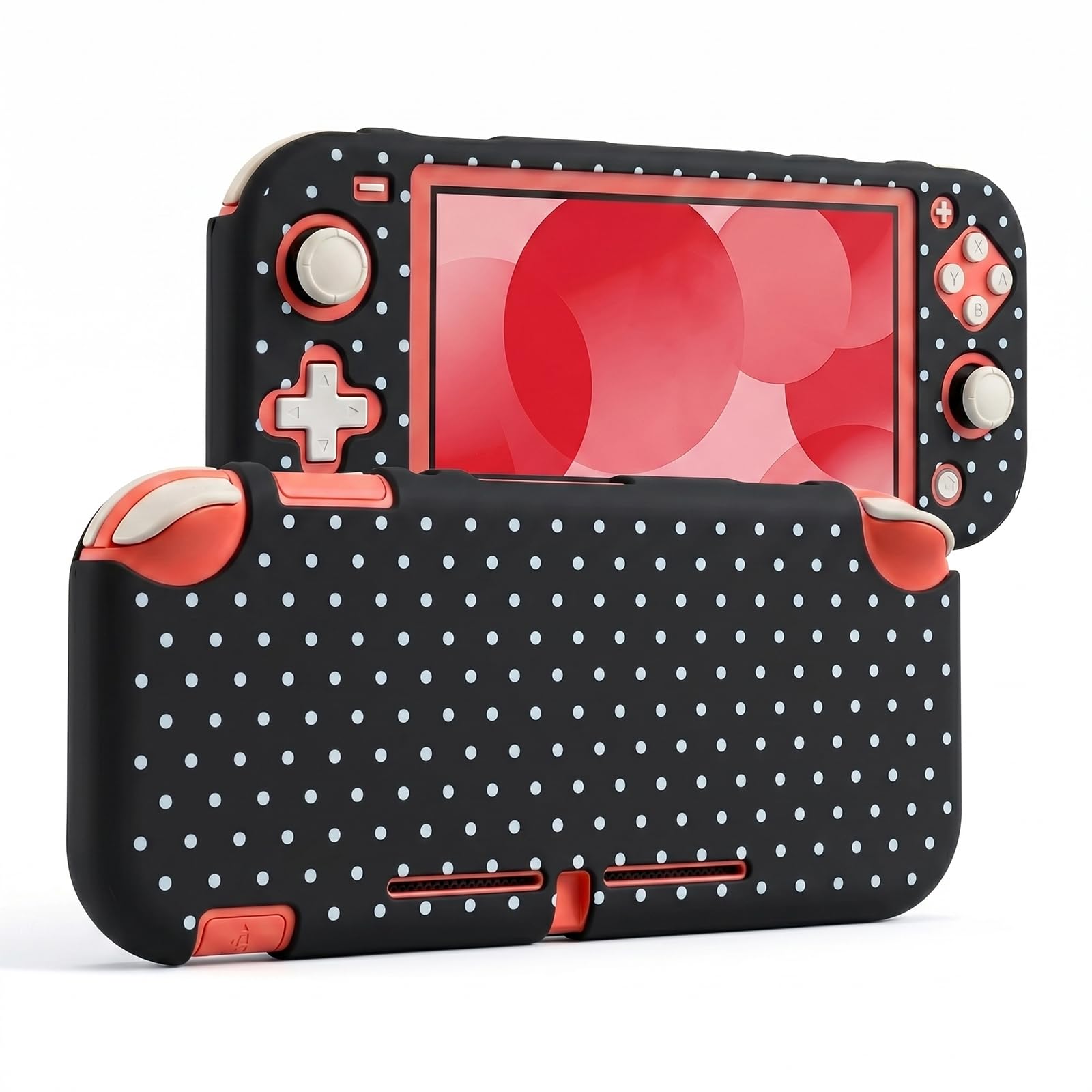 DLseego Protective Cover Case Compatible with Switch Lite 2019,Polka Dot Hard PC Full-Cover Protective Shell Anti-Scratch Shock-Absorbing Design,Black