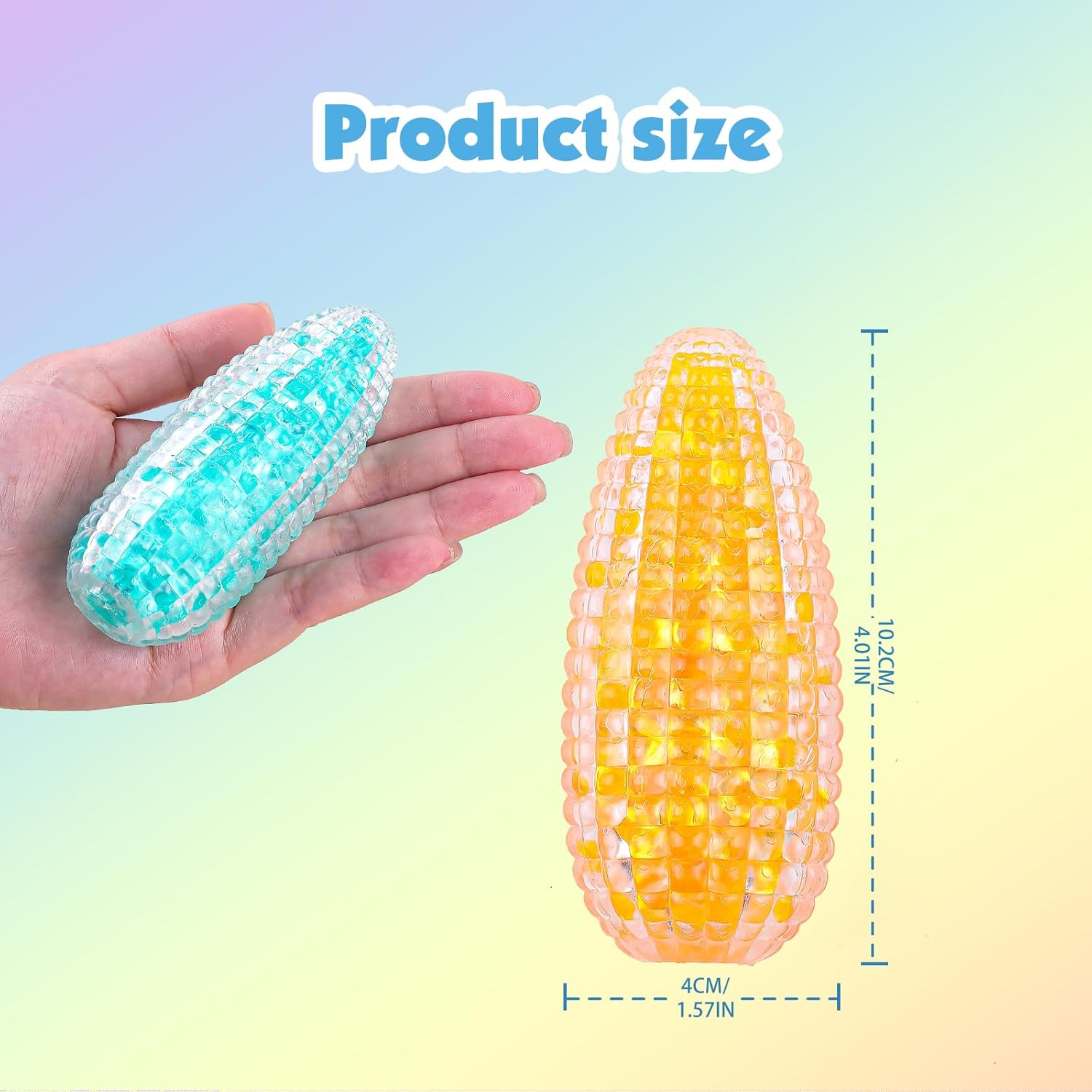 Anboor 2 Pcs Corn Squishy Toy Simulation Corn Stress Relief Fidget Toy Stress Balls for Adults Office Desk Squeeze Toys for Kids (Orange,Green)