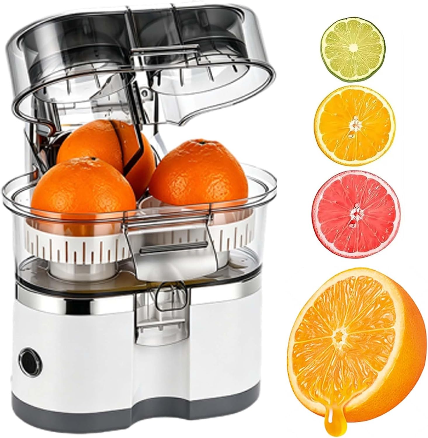 Dual Head Automatic Citrus Juicer, Electric Citrus Juicer, 18000 RPM Motor, Portable Orange & Lemon Squeezer with Built-in Cutter, Easy Clean for Home Kitchen Fresh Juice Maker (Black)