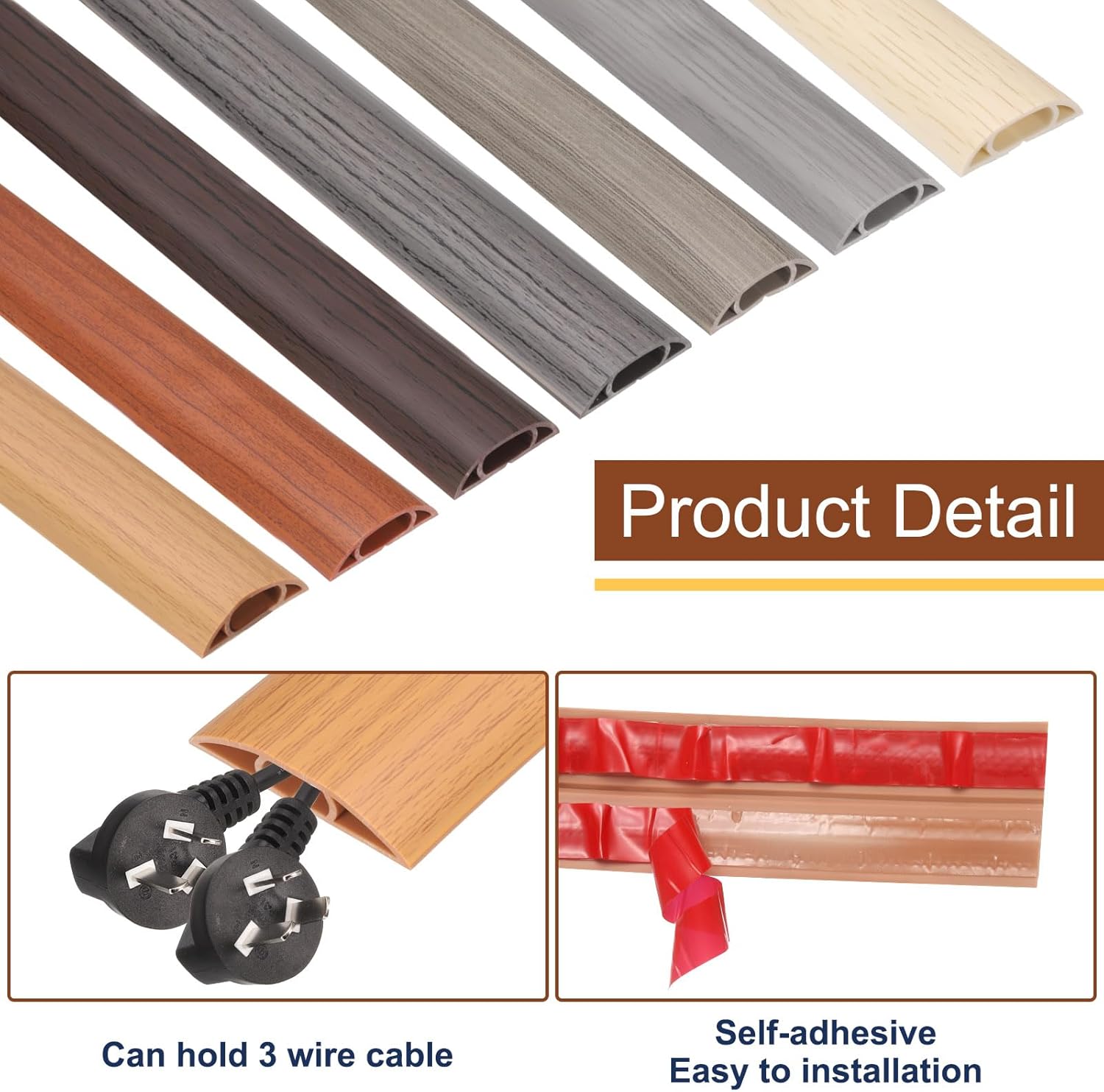 HARFINGTON 4ft Cord Cover Floor W0.5 x H0.3 Inner Channel PVC Hide Extension Cable Floor Wire Hider Wire Covers Protector for Prevent Cable Trips Cables Management, Light Grey