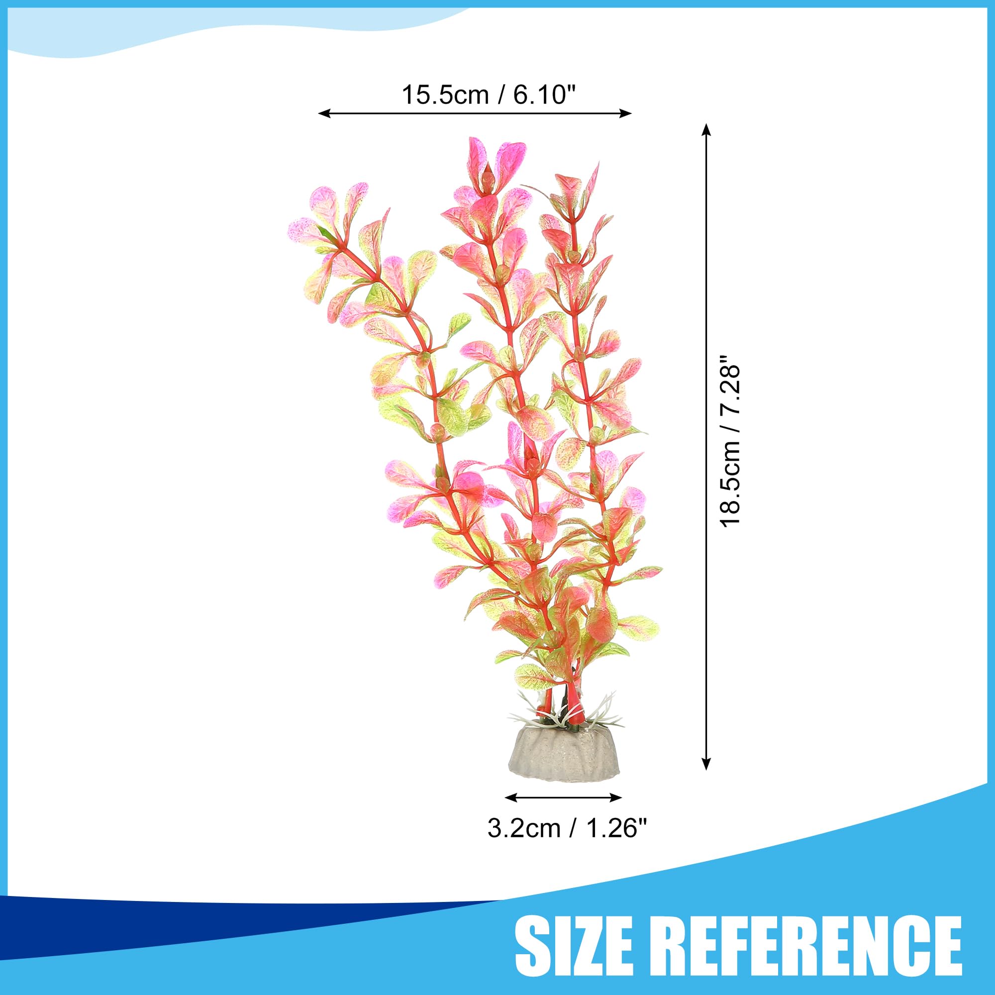 CAPASTEC Fish Tank Aquarium Decorations Artificial Plants, Plastic Artificial Water Plants for Aquarium 7.28Inch (Pink) - Image 3