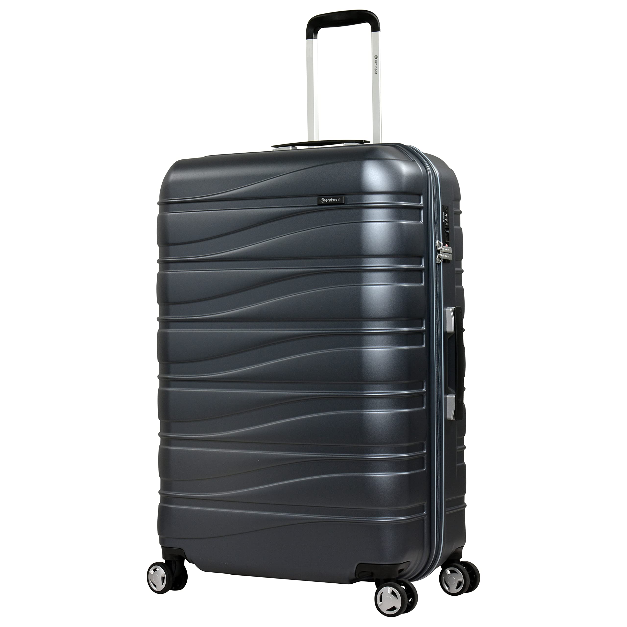 Makrolon Polycarbonate Lightweight Glamorous Hard Case Luggage with 4 Quiet 360° Double Spinner Wheels and TSA Approved Lock KJ95 (Checked Luggage 28-Inch, Carbon Grey)