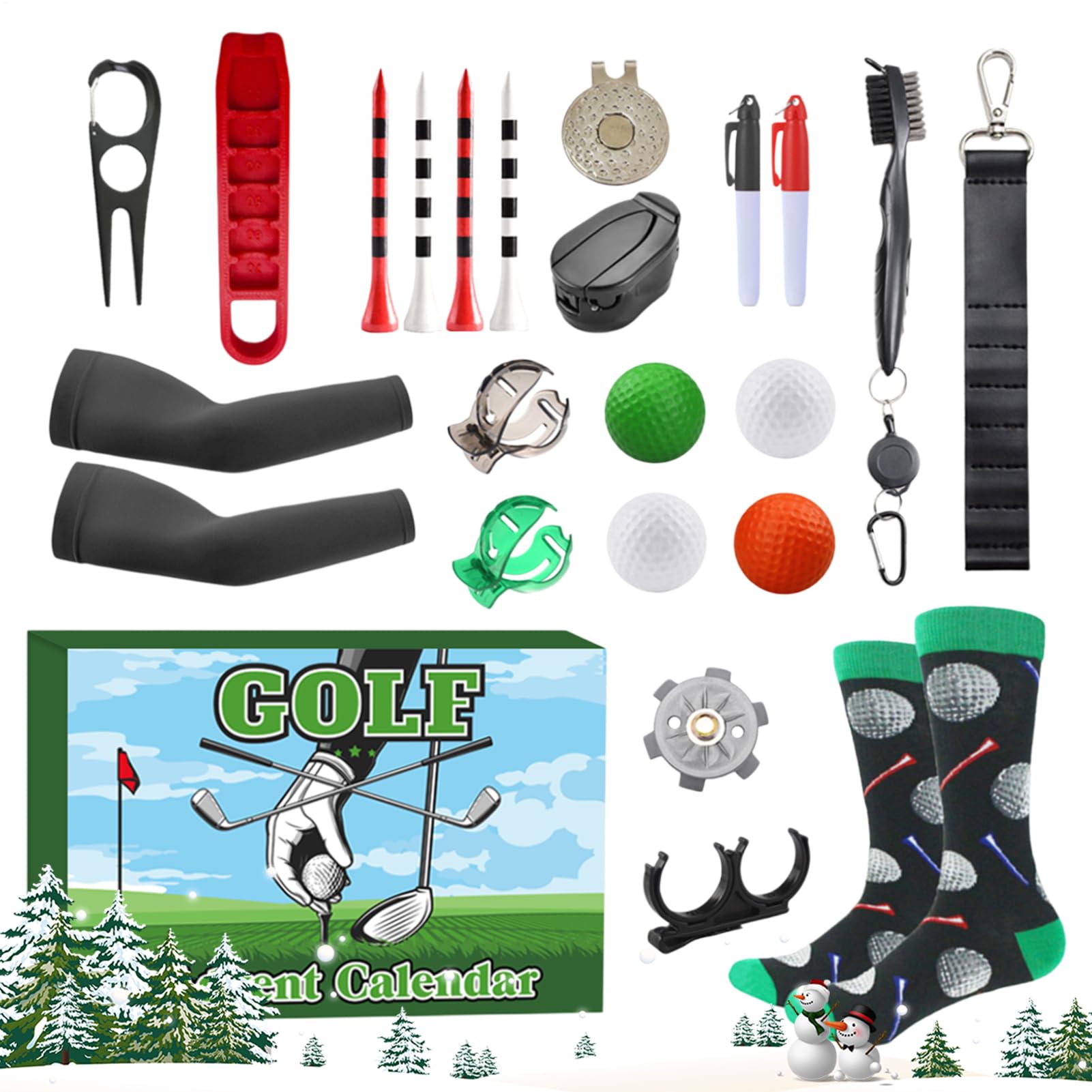 Calendario De Adviento Navideño Bolas De Golf Coleccionables Tees