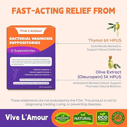 Miniatura 4 de Vive L'Amour Supositorios vaginales Alivia la vaginosis bacteriana (VB) olor a pescado, picazón, secreción anormal Fórmula natural a base de