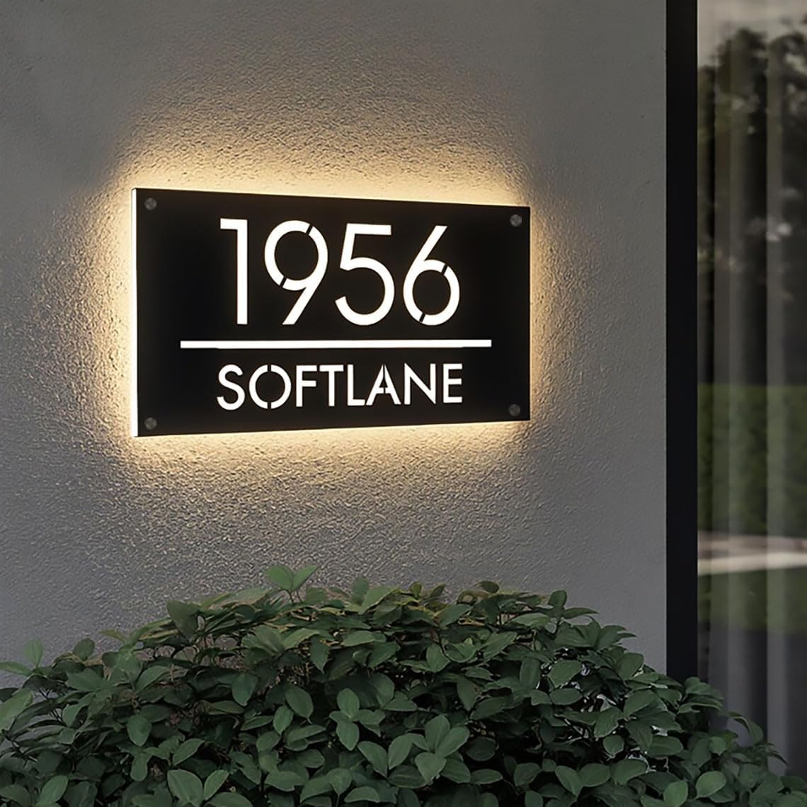 Custom Modern Solar House Number Address Sign Metal Backlit Address Plaque for House Shops Offices Restaurant