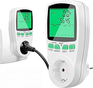 Einspeisezähler Steckdose Solar, Stromzähler für Balkonkraftwerk, Mini-PV-Anlagen Mini-Solaranlagen LCD Bildschirm Hintergrundbeleuchtung grün