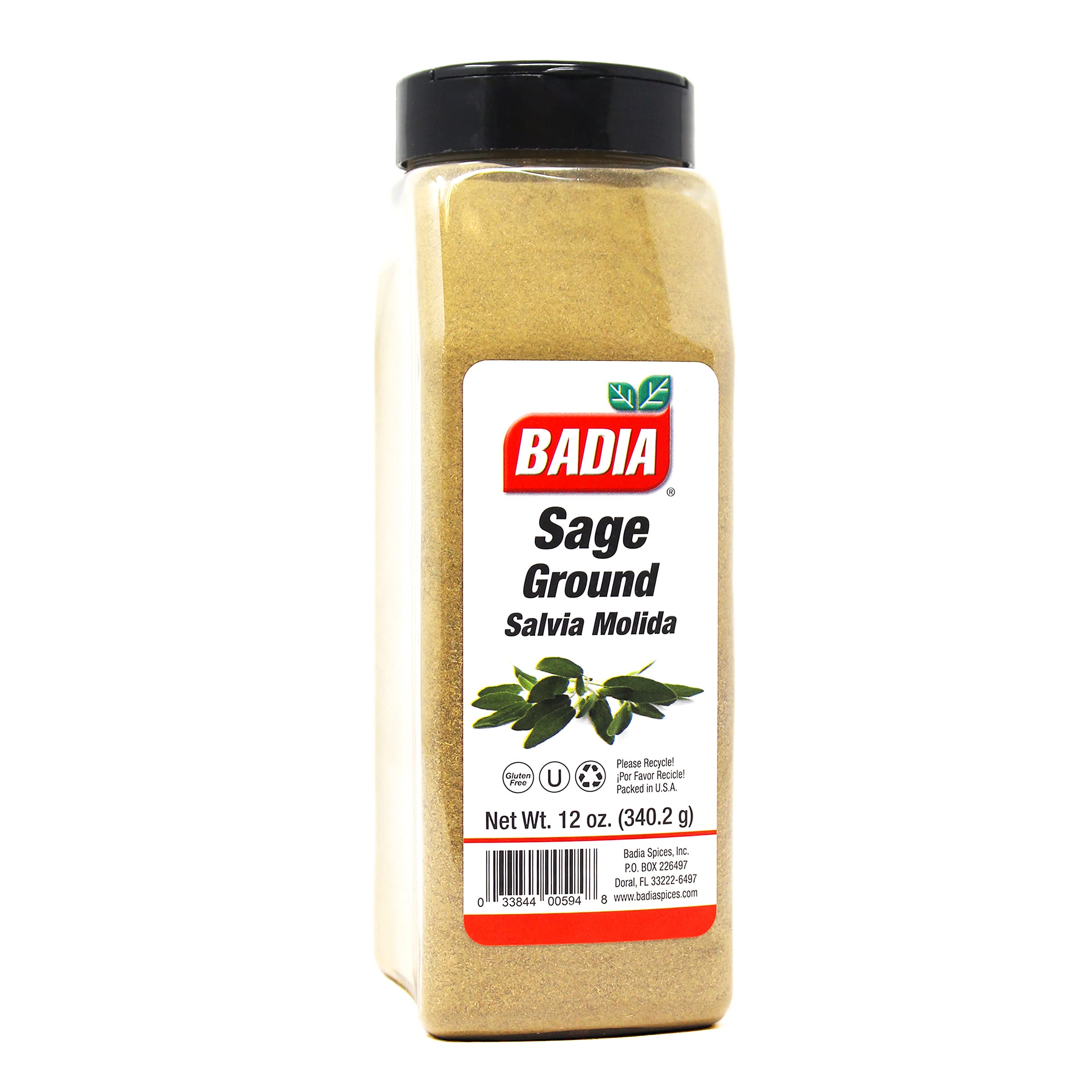 Badia Ground Sage, 12 oz – Earthy, Aromatic Herb Seasoning, Savory Flavor, Gluten Free, No MSG, Kosher
