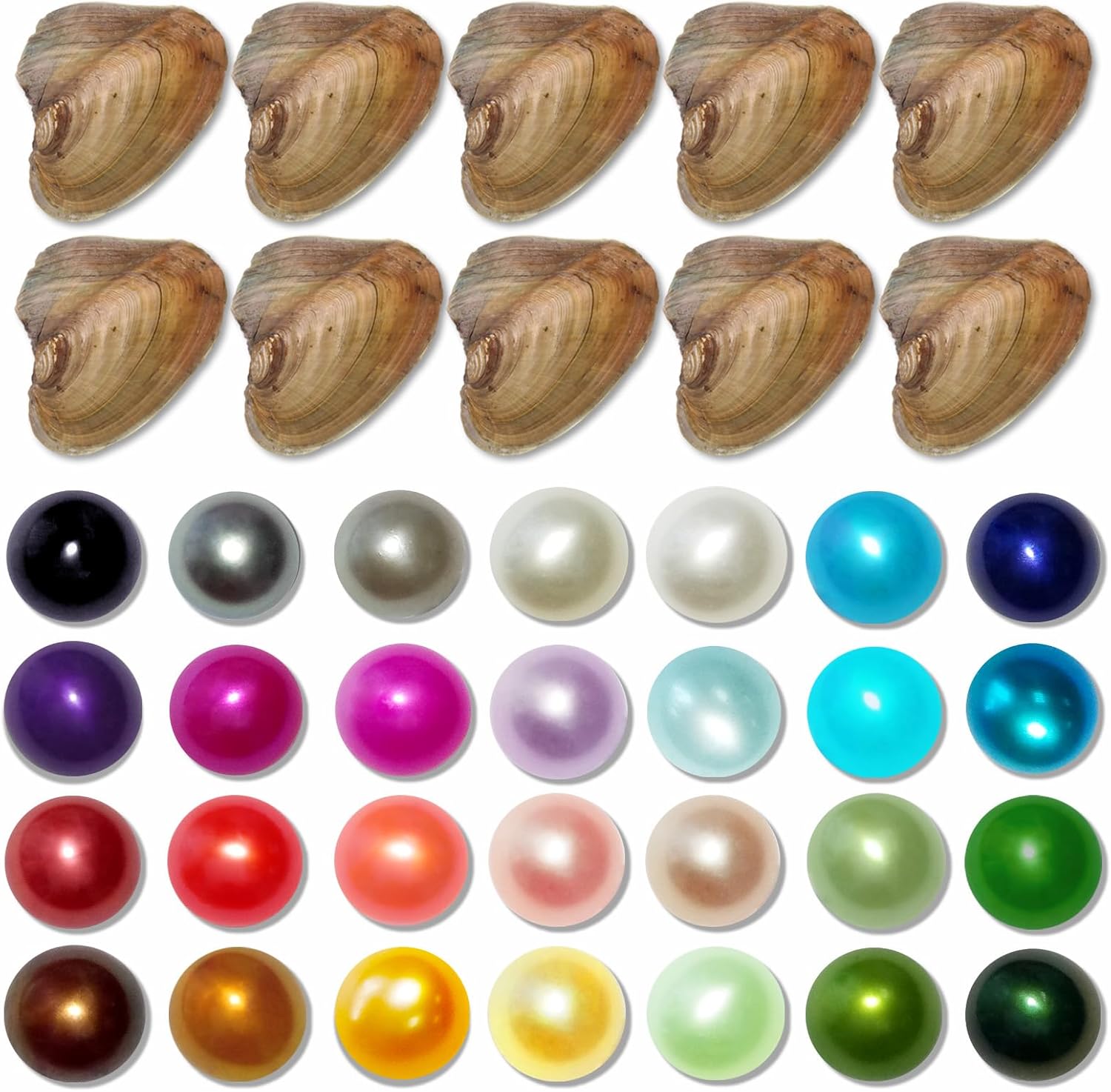 30PC Freshwater Pearl Love Wish Pearl Oyster with Round Pearl Inside Meaningful Color Cultured Oyster Pearls Beads for Jewelry Making Crafts Gifts(5.5-7.5mm, 30 PCS/Lot)