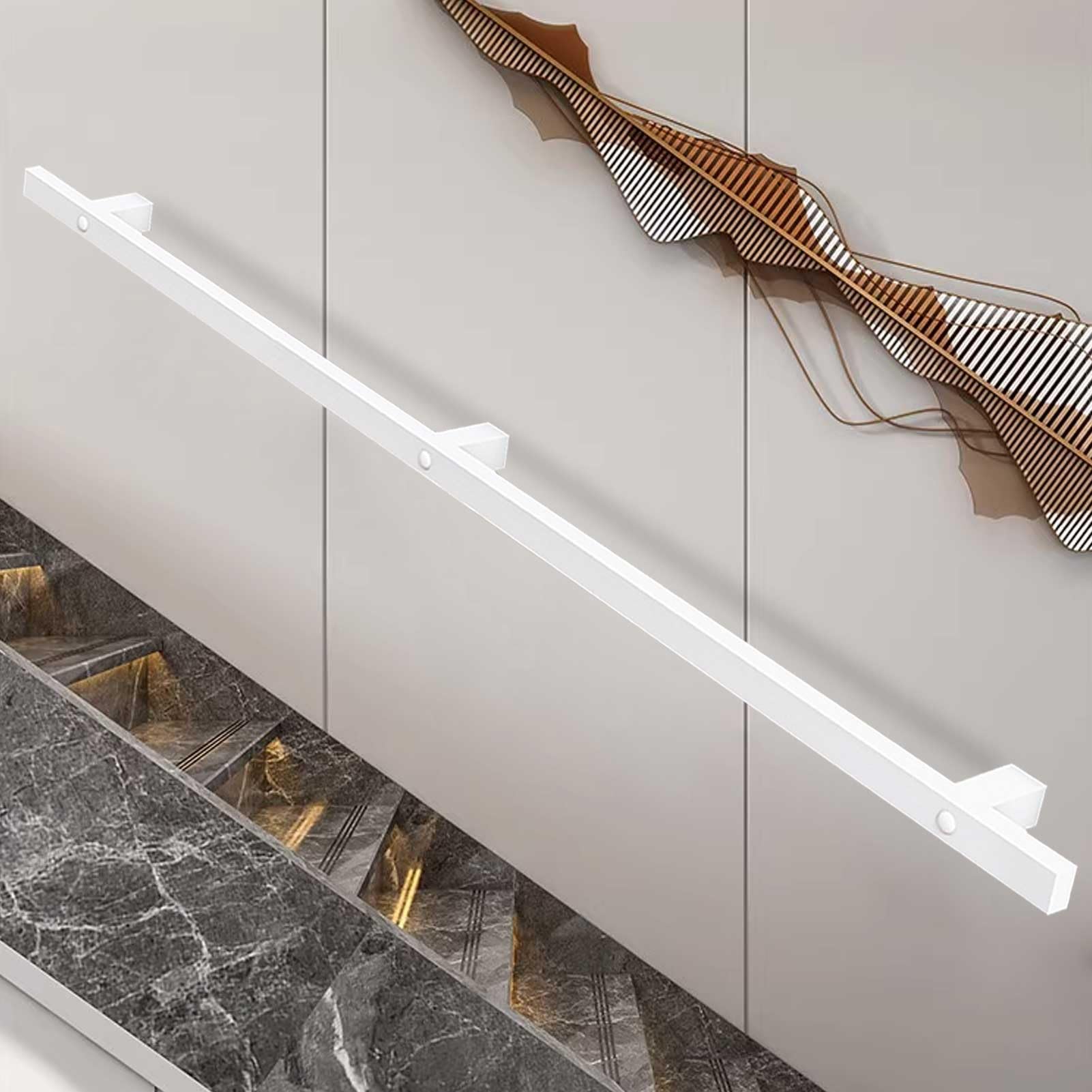 Rampe murale blanche en métal antidérapante de 250cm pour escalier intérieur et extérieur