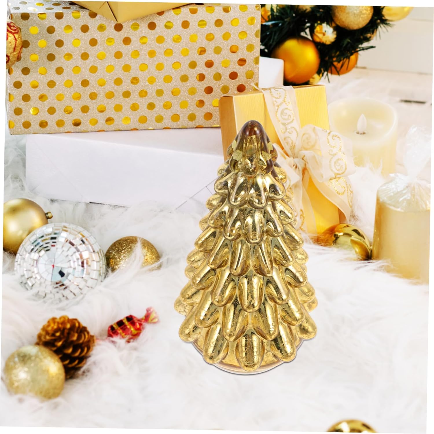 Intricate Glass Christmas Tree Figurine Holiday Decor Perfect Indoor Decorative Xmas Tree Ornament for Christmas Party Supplies Mantel