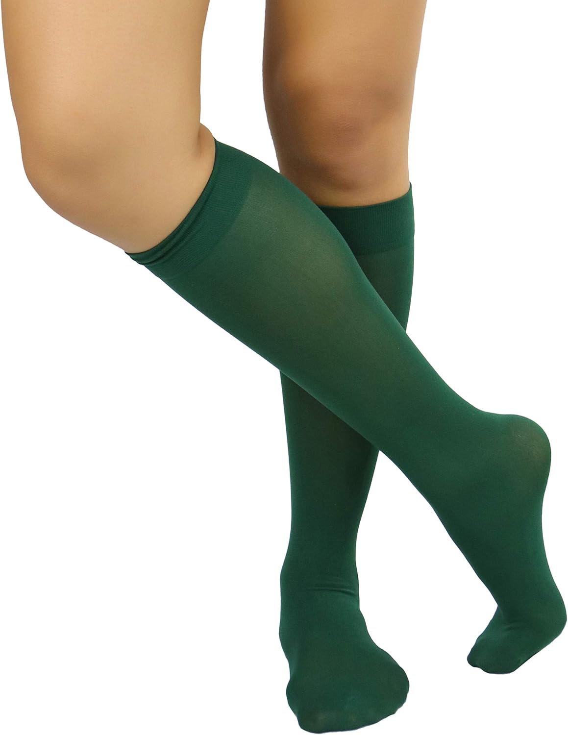 ToBeInStyle Women’s Opaque Knee High Nylon Fashion Socks Solid & w/Front Satin Bow - Image 5